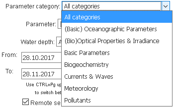 Screenshot parameter category combobox