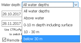 Screenshot water depth combobox